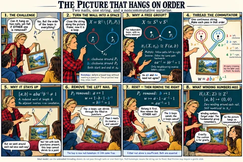 The picture that hangs on order — 8 illustrated panels with speech balloons